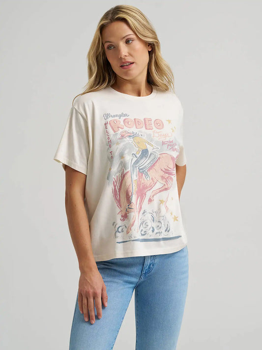 Action Packed Rodeo Girlfriend Graphic Tee in Egret