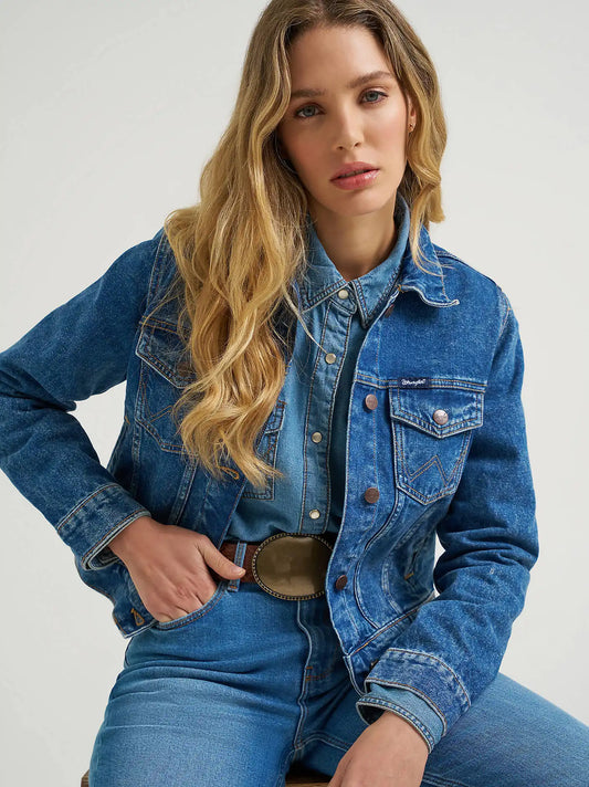 Women's Western Unlined Denim Jacket in Dark Denim