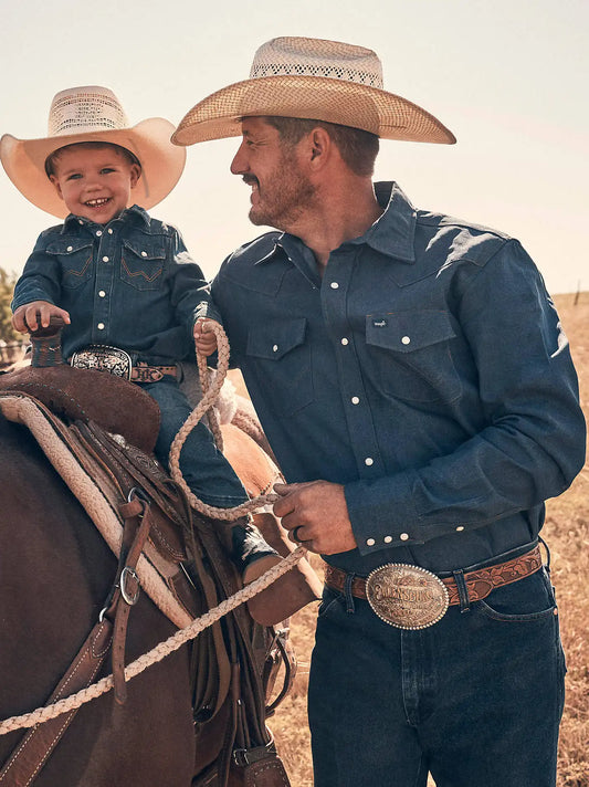 Cowboy Cut® Work Western Rigid Denim Long Sleeve Shirt in Rigid Indigo
