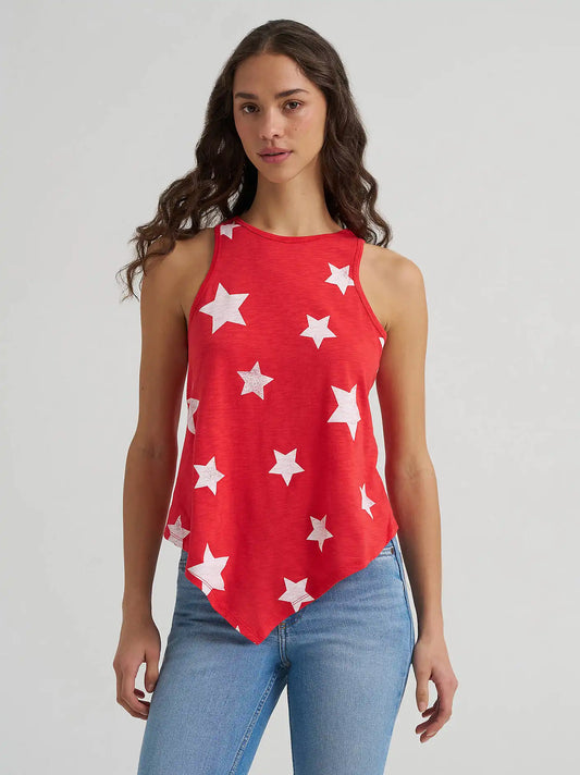 Women's Starry Trapeze Tank in Flag Red