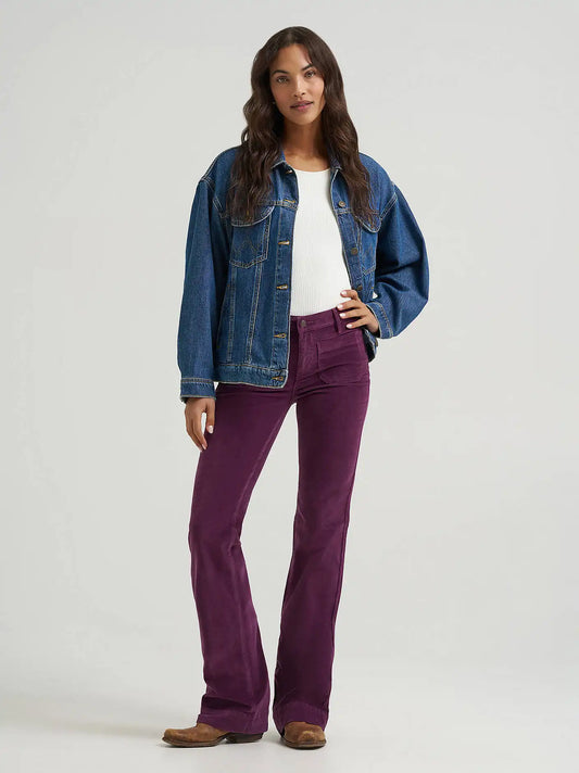 Women's Patch Pocket Velour Jean in Potent Purple