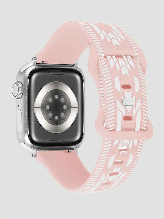 Silicone Southwestern Universal Watchband:Light Pink:One Size