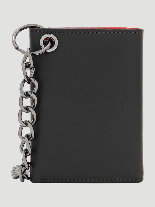 Mens Embossed Wrangler Chain Wallet:Black:One Size