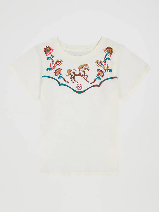 Girl's Embroidered Western Tee in White
