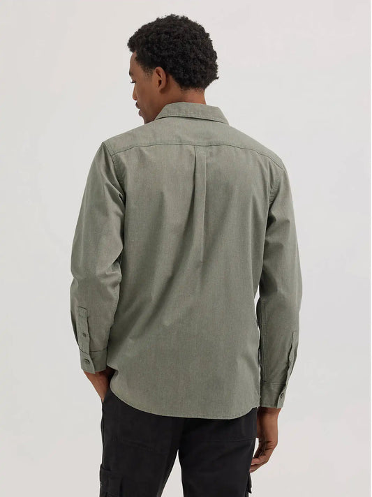 Men's Relaxed Fit Stretch Shirt in Olive Night Heather