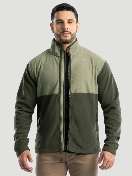 Men's Wrangler ATG™ Color Block Mock Neck Jacket in Tan/Green