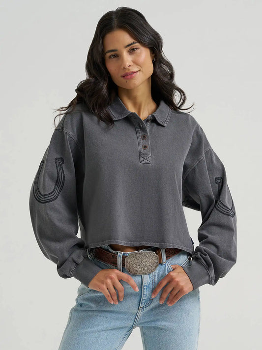 Women's Wrangler Western Polo Shirt in Black