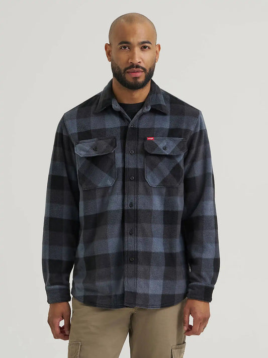 Men's Fleece Button Down Shirt in Phantom Black