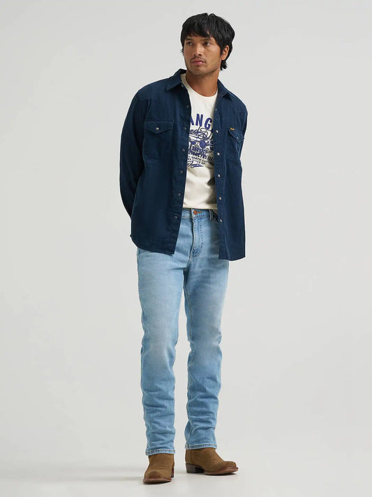 Men's Corduroy Snap Front Western Shirt in Dark Sapphire
