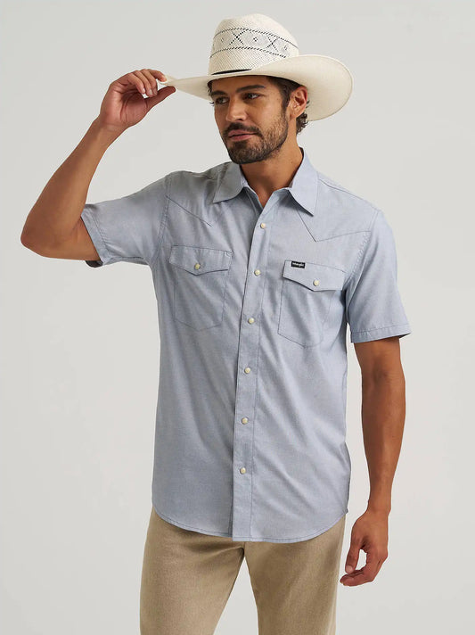 Wrangler All Terrain Gear Drover Short Sleeve Utility Shirt in Bering Sea
