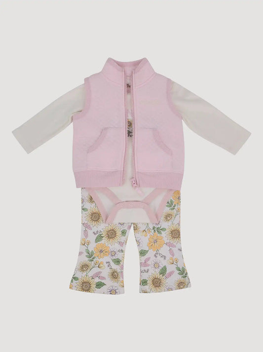 Wrangler Baby Girl Sherpa Vest Set in Sunflower Yellow
