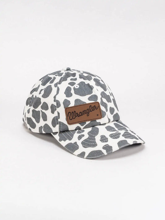 Womens Cow Print Baseball Cap:Black/White:One Size