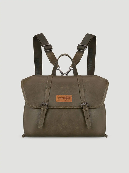 Faux Leather Convertible Satchel Backpack:Green:One Size: