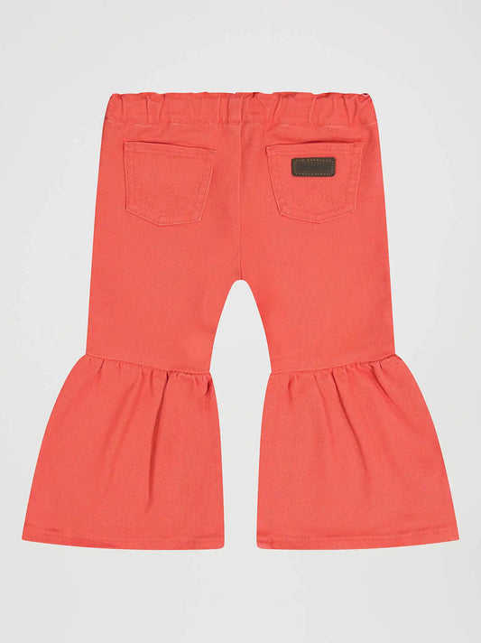 Little Girl's Vibrant Ruffle Leg Flare Jean in Pink