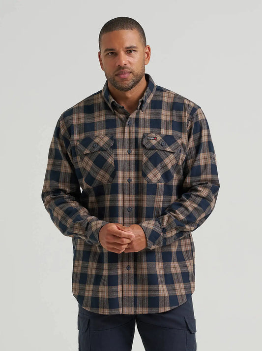 Wrangler® RIGGS Workwear® Flannel Foreman Plaid Work Shirt in Blueprint