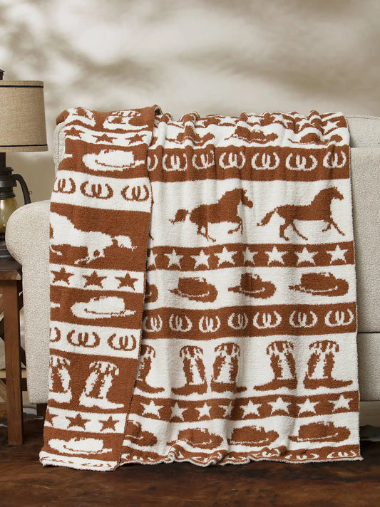 Wrangler Stretchy Throw Blanket:Brown:One Size