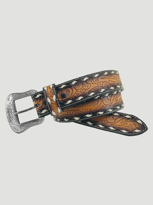 Men's Whip Stitch Embossed Belt in Tan