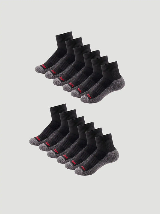 Wrangler RIGGS Workwear Quarter Sock 6 Pack:Black:One Size