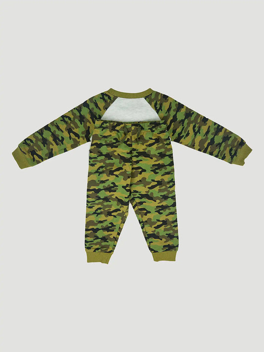Wrangler Toddler Boy's Sweatshirt Set in Green Camo