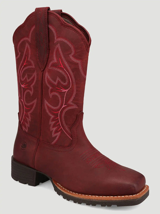 Women's Scarlet Square-Toe Western Boot in Wine