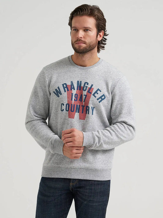 Wrangler 1947 Country Graphic Fleece Sweatshirt in Grey Mele