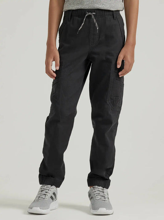 Boy's Wrangler® Free To Stretch Gamer Cargo Pant (Husky) in George Black