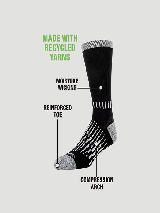 Wrangler RIGGS Workwear Tough Flex Crew Sock 6 Pack:Black:One Size