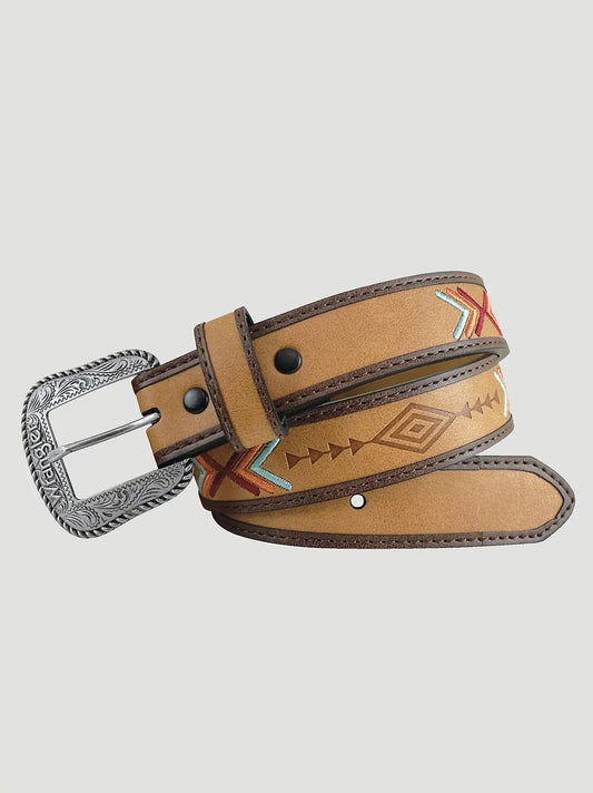 Boy's Southwest Embossed Leather Belt in Tan