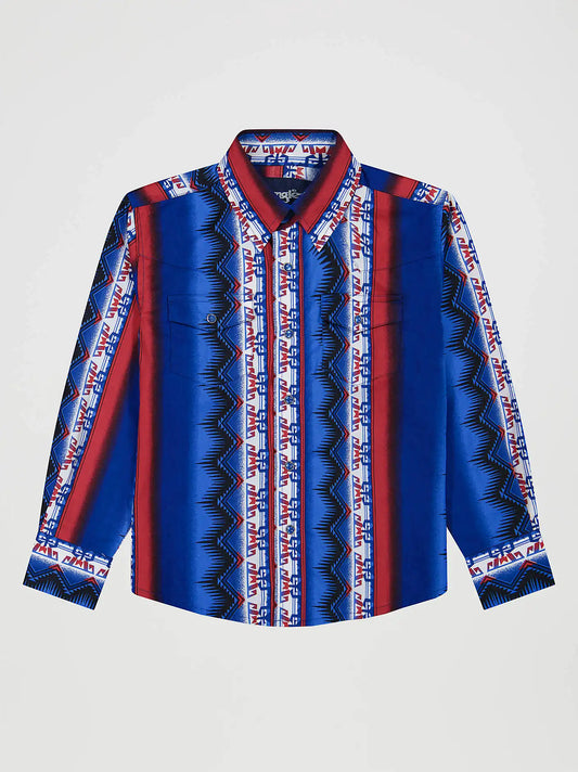 Boy's Checotah Long Sleeve Western Snap Shirt in Old Glory