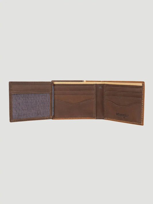 Mens Contrast RFID Traveler Wallet:Cognac:One Size