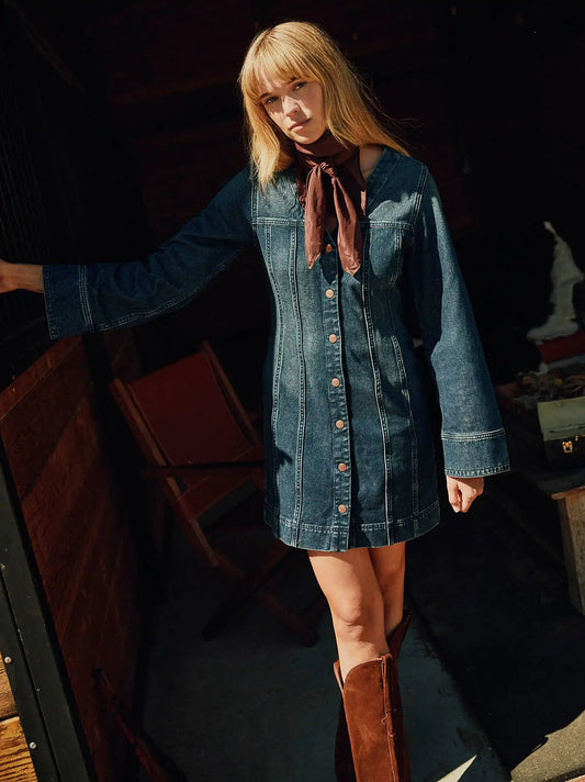 Women's Mod Denim Dress in Denim Blues
