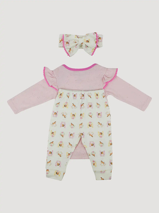 Wrangler Baby Girl Bodysuit & Jogger Set in Pony Pink