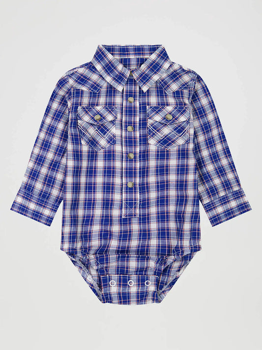 Baby Boy's Long Sleeve Western Snap Bodysuit in Blue