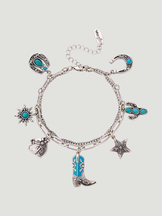 Western Charm Bracelet:Silver:One Size