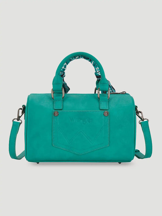 Bandana Print Barrel Bag:Turquoise:One Size: