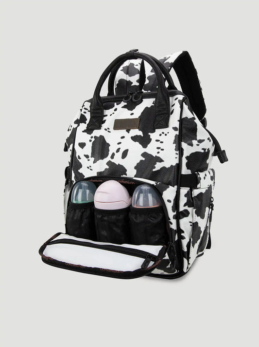 Cow Print Backpack:Black:One Size