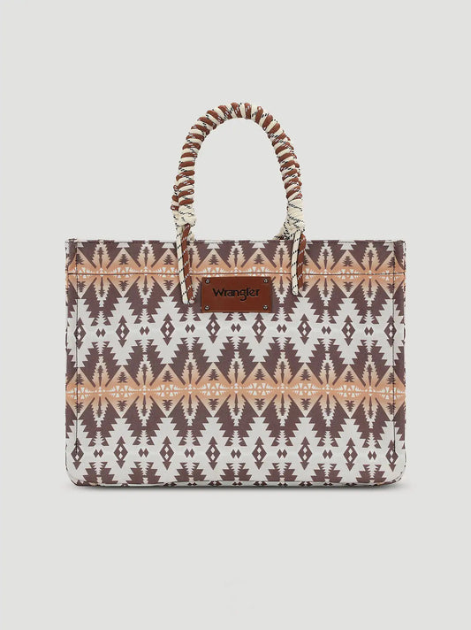 Southwestern Print Tote Bag:Khaki:One Size: