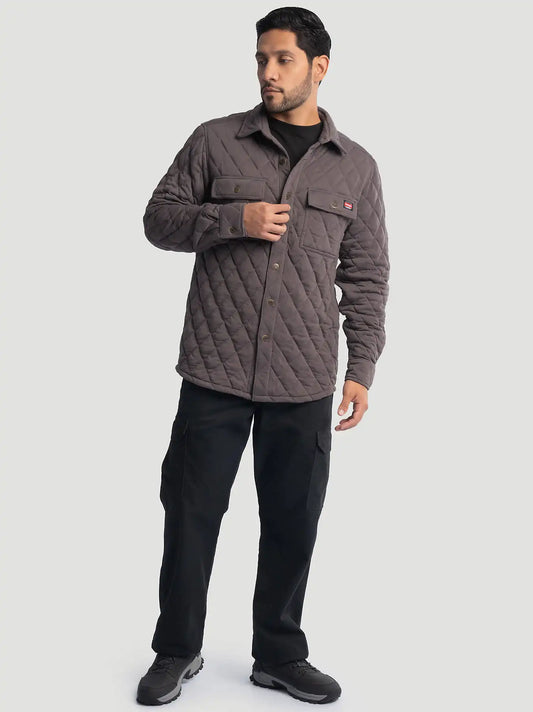 Men's Workwear Diamond Quilted Shacket in Grey