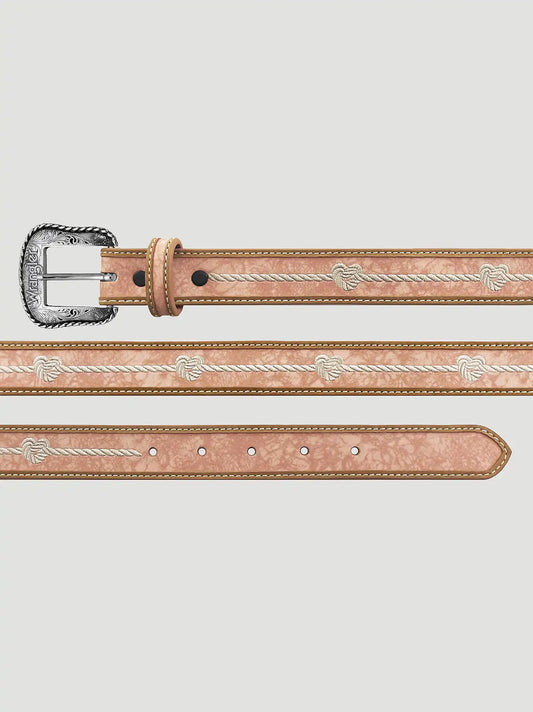 Girl's Heart Rope Stitch Belt in Pink