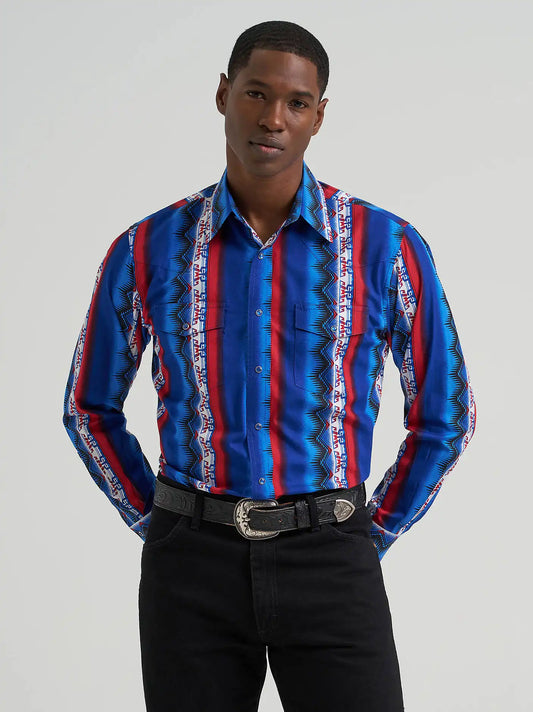 Men's Checotah® Long Sleeve Western Snap Printed Shirt in Old Glory