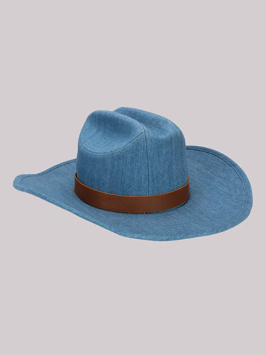 Womens Denim Pocket Cowboy Hat:Blue:One Size