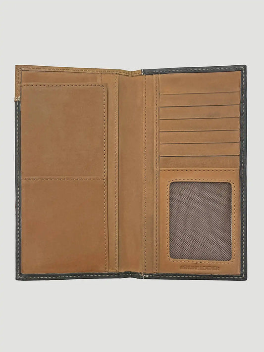 Boot Stitch Trim Trifold Wallet:Black/Tan:One Size