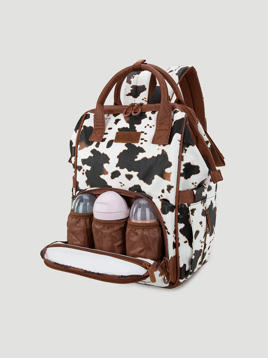 Cow Print Backpack:Brown:One Size