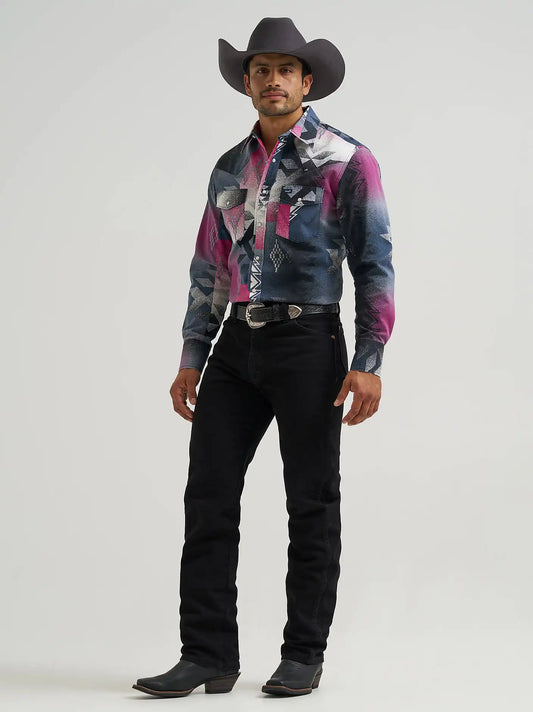 Vintage-Inspired Southwestern Western Snap Shirt in Cactus Flower