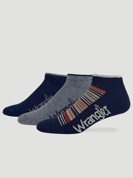 Mens Multi Stripe Low Cut Socks 3 Pack:Navy:One Size