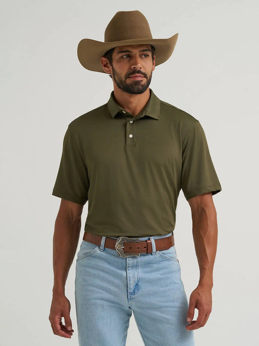 Wrangler All Terrain Gear Men's Performance Polo Shirt in Olive Night