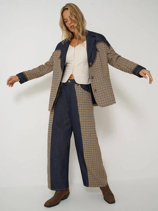 Women's Houndstooth Cowboy Barrel Jean in Rinse