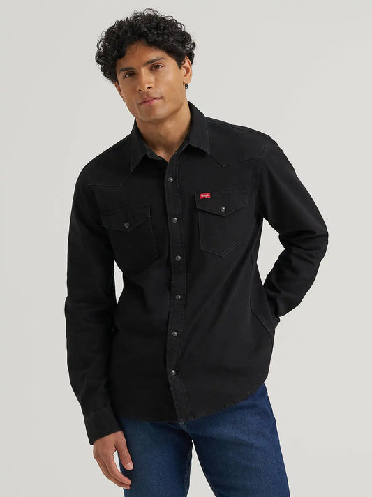 Men's Denim Western Snap Shirt in Black Rinse