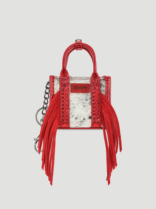 Fringe Mini Tote Key Chain:Red:One Size