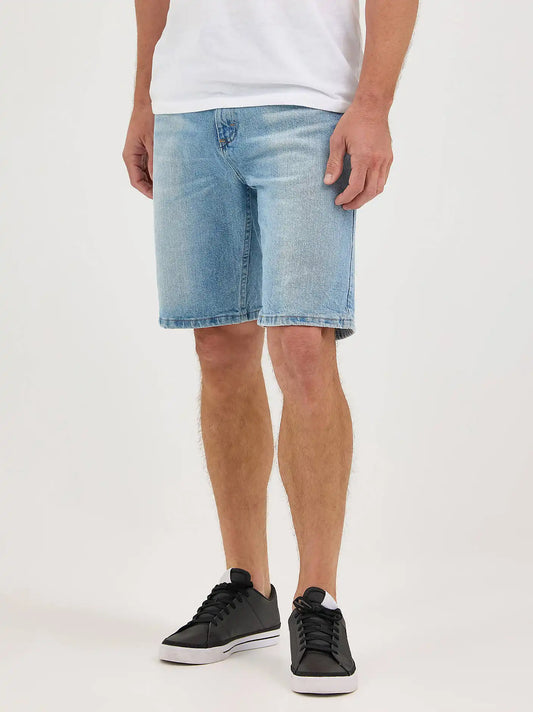 Men's Wrangler® Five Star Premium 5-pocket Relaxed Denim Short in Worn Light